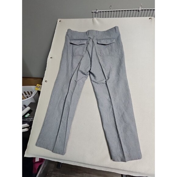 Banana Republic Pants Blue Stripe Linen Cotton Relaxed Fit Drawstring Mens 35x30 - Picture 4 of 4